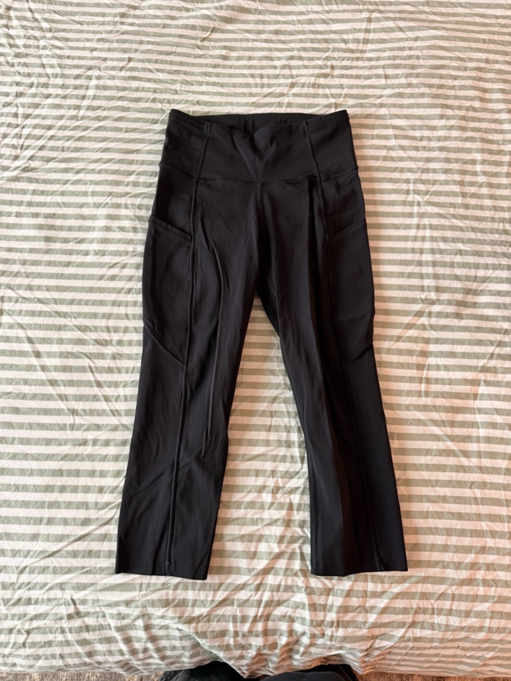 lululemon athletica Black Cropped High-Waist Leggings with Side Panels